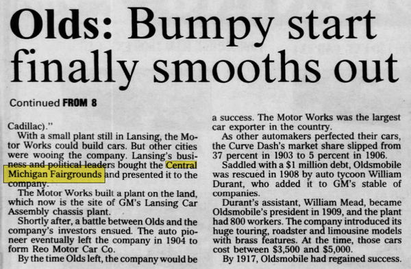 Lansing Fair (Central Michigan Fairgrounds) - Jun 1999 Article
